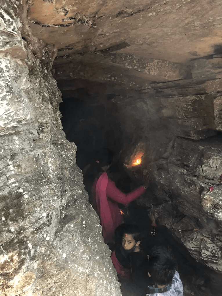 Cave with torch light